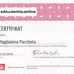 Budowa stron internetowych na systemie Wordpress. Odświeżenie certyfikatu poparte szkoleniem, pozwalającym poznanie innowacji.