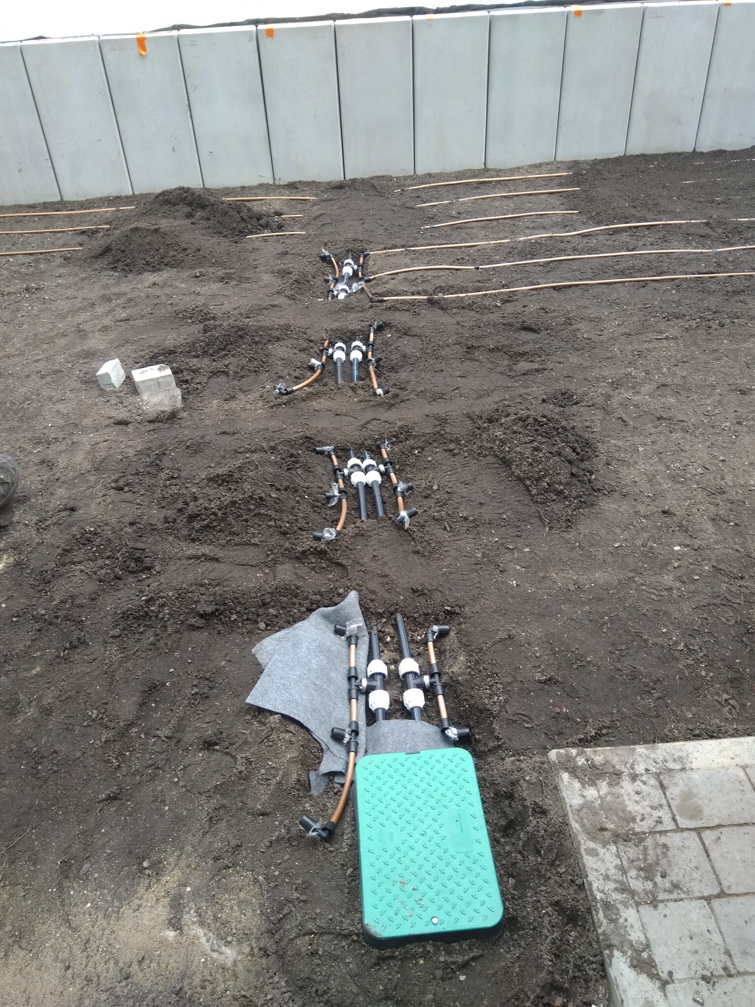 Zastosowanie systemu nawodnienia z linią kroplującą (niemożliwość zastosowania zraszaczy)