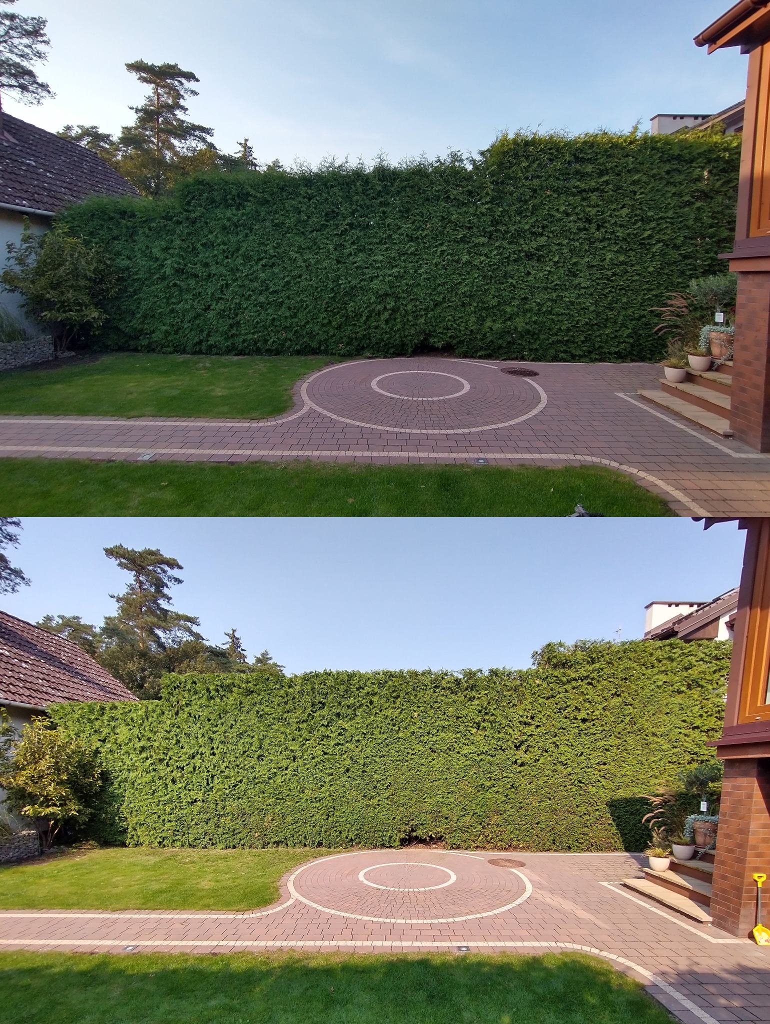 Przycinanie żywopłotu o wysokości 4 m.