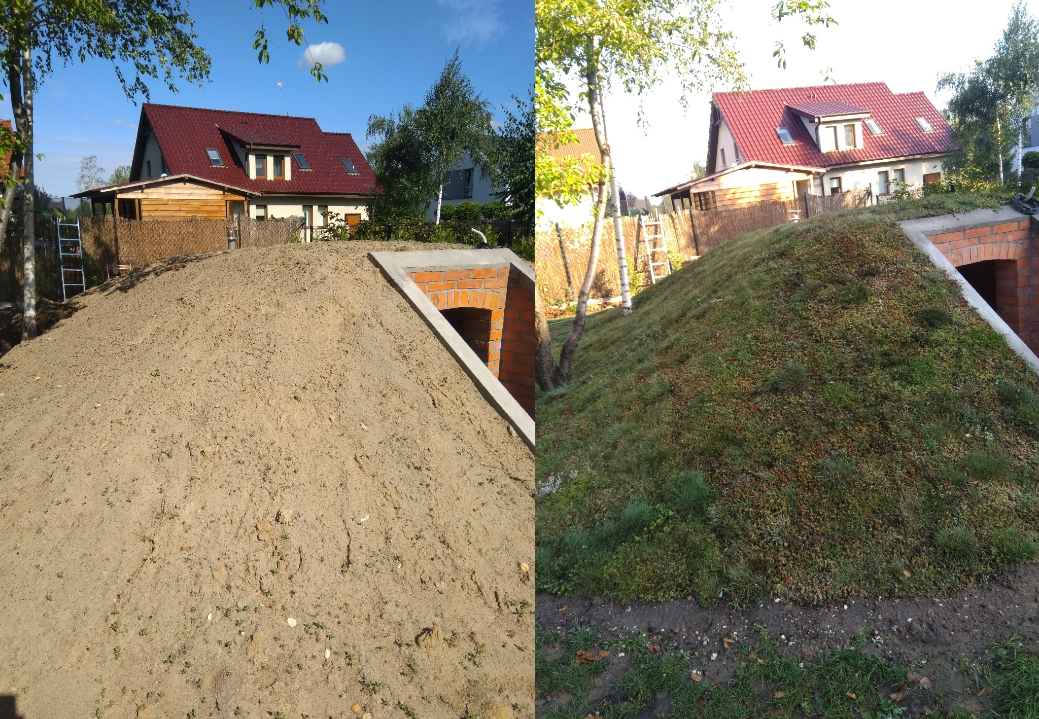 Zakładanie maty rozchodnikowej na piwnicy.