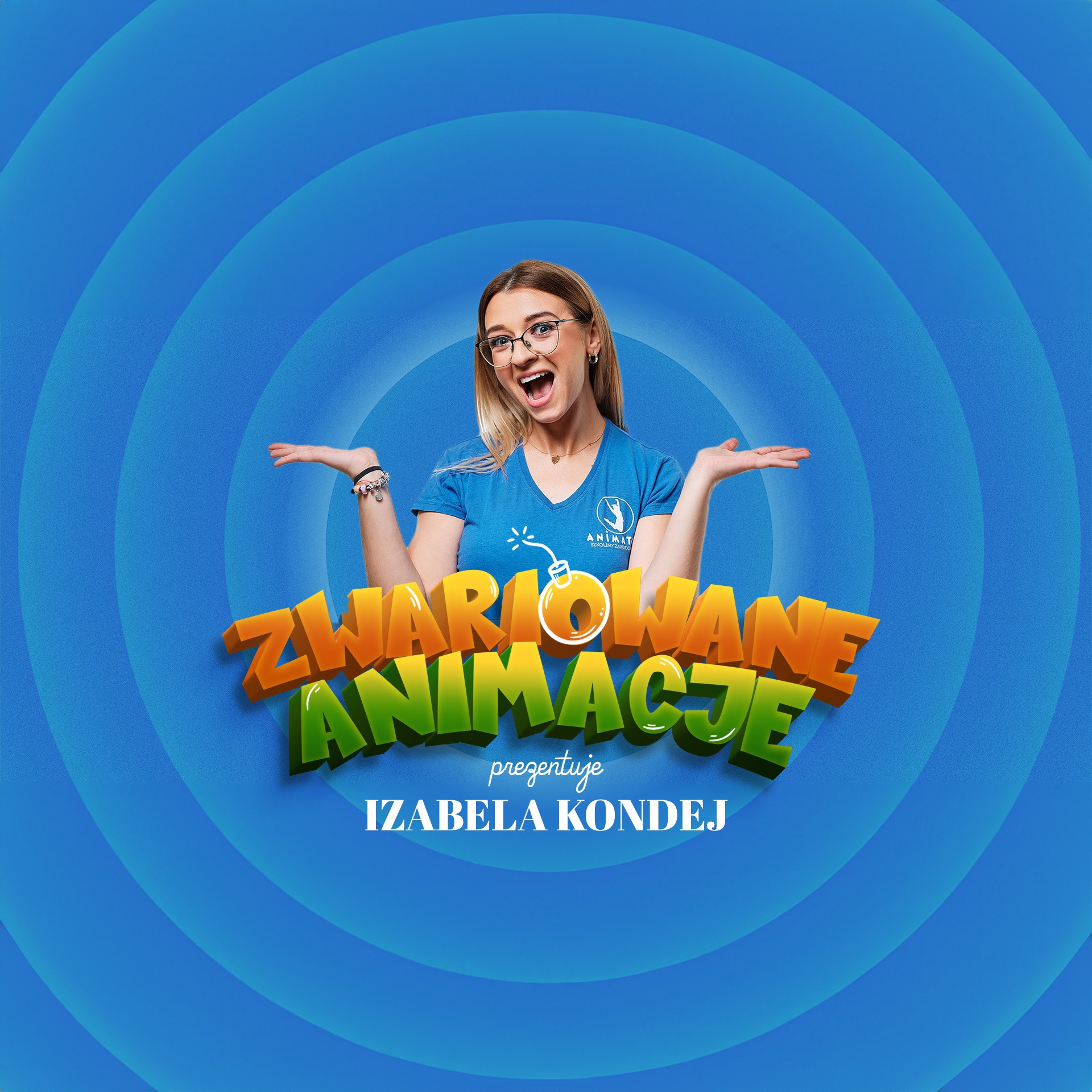Projekt identyfikacji wizualnej dla firmy zajmującej się animacjami dla dzieci 'Zwariowane animacje'.
