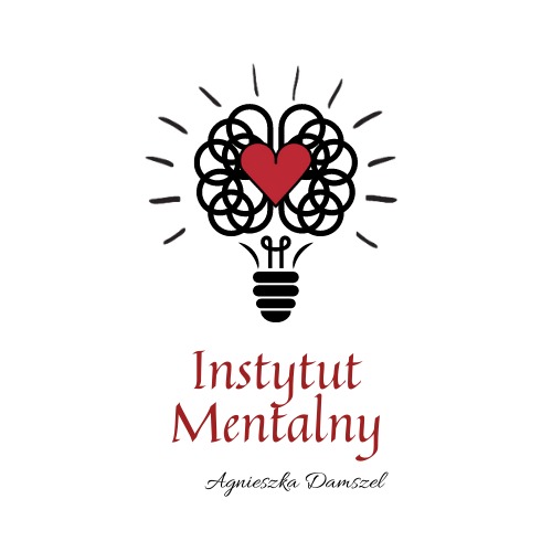 Logo Instytutu Mentalnego Agnieszki Damszel: stylizowana żarówka z sercem w miejscu żarnika, symbolizująca umysł i emocje.