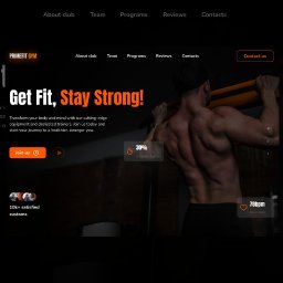 Strona internetowa dla gymu. Pełna wersja dostępna na Behance: https://www.behance.net/gallery/206849821/PRIMEFIT-GYM-Landing-Page-Design-Website-Design
