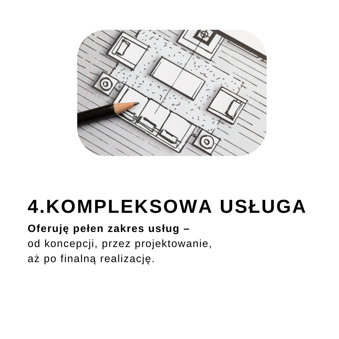 Szkic koncepcyjny wnętrza z widocznym układem mebli, wykonany ołówkiem na papierze milimetrowym, z ołówkiem leżącym obok.