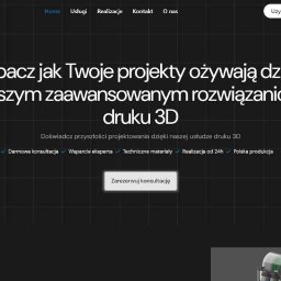 Wykonanie strony internetowej dla serwisu oferującego drukowanie 3D. Wdrożenie projektu graficznego klienta do CMS WordPress.