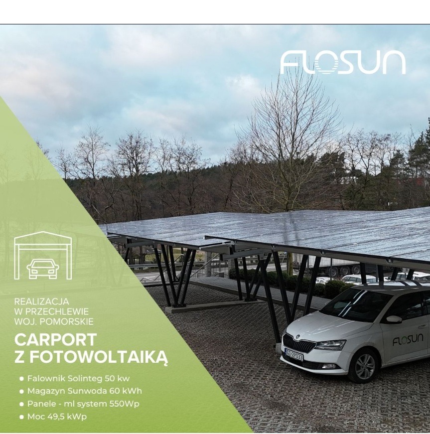 Carport 50 kWp + magazyn energii 60 kWh