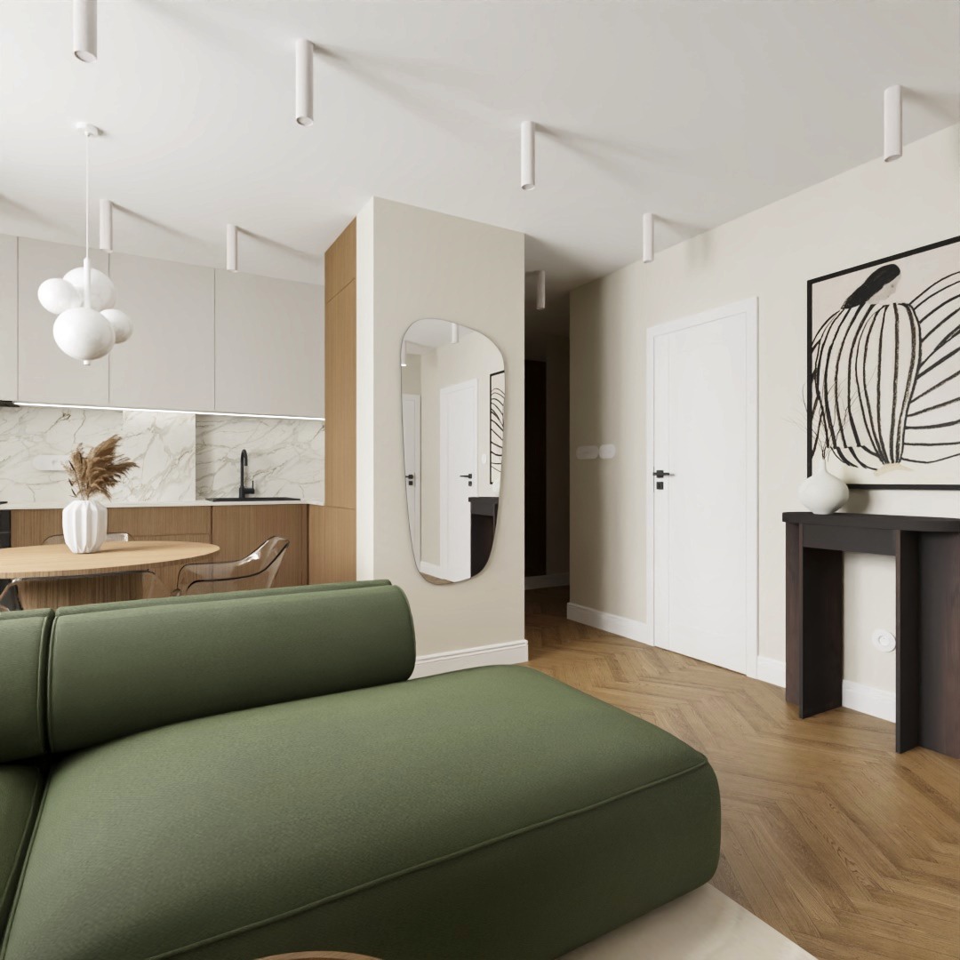 Warszawskie mieszkanie z akcentem zieleni.