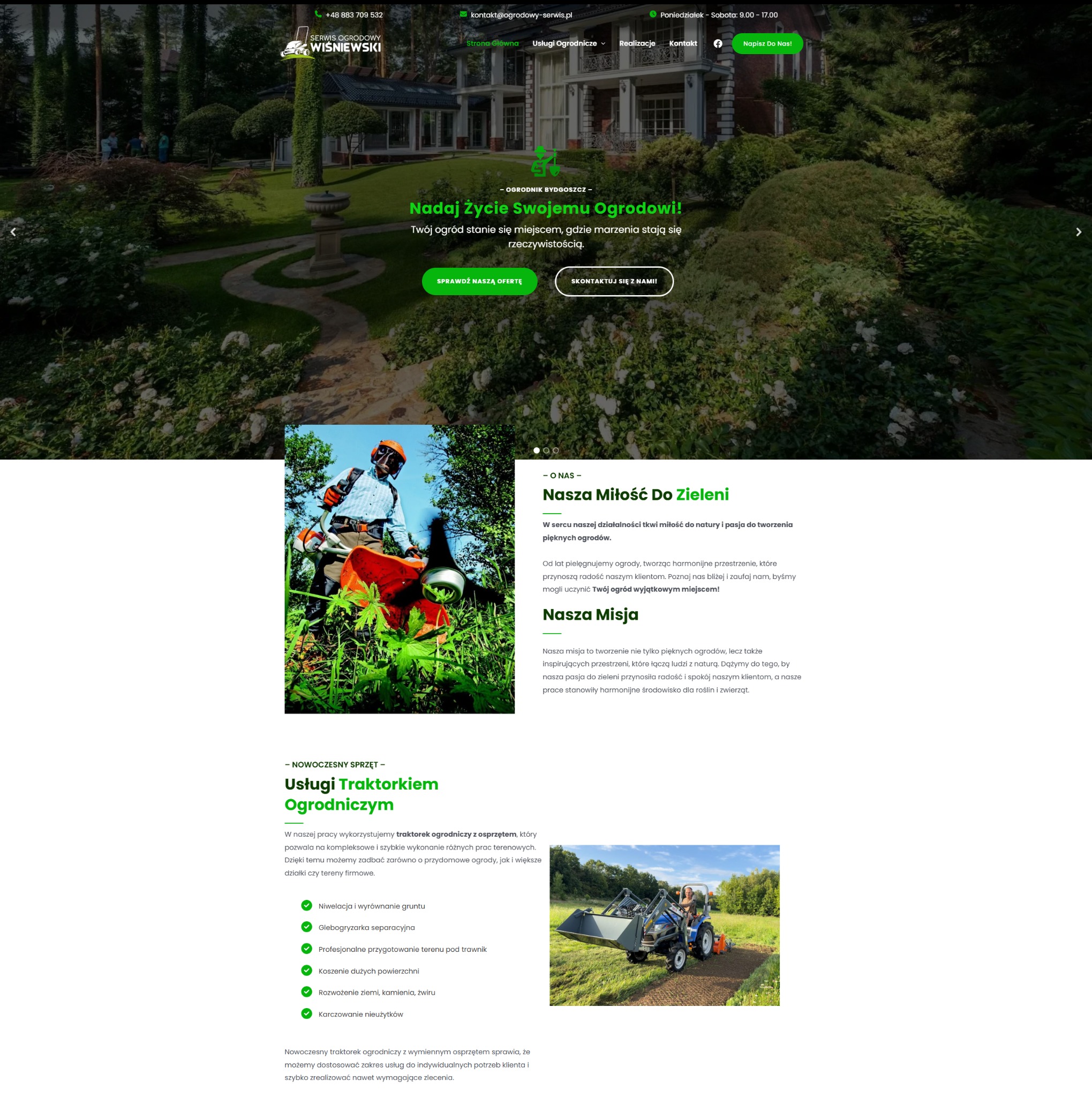 Mężczyzna z podkaszarką Stihl w ogrodzie podczas pracy. Sprzęt ogrodniczy, zielona trawa i drzewa w tle. Usługi ogrodnicze, pielęgnacja zieleni.