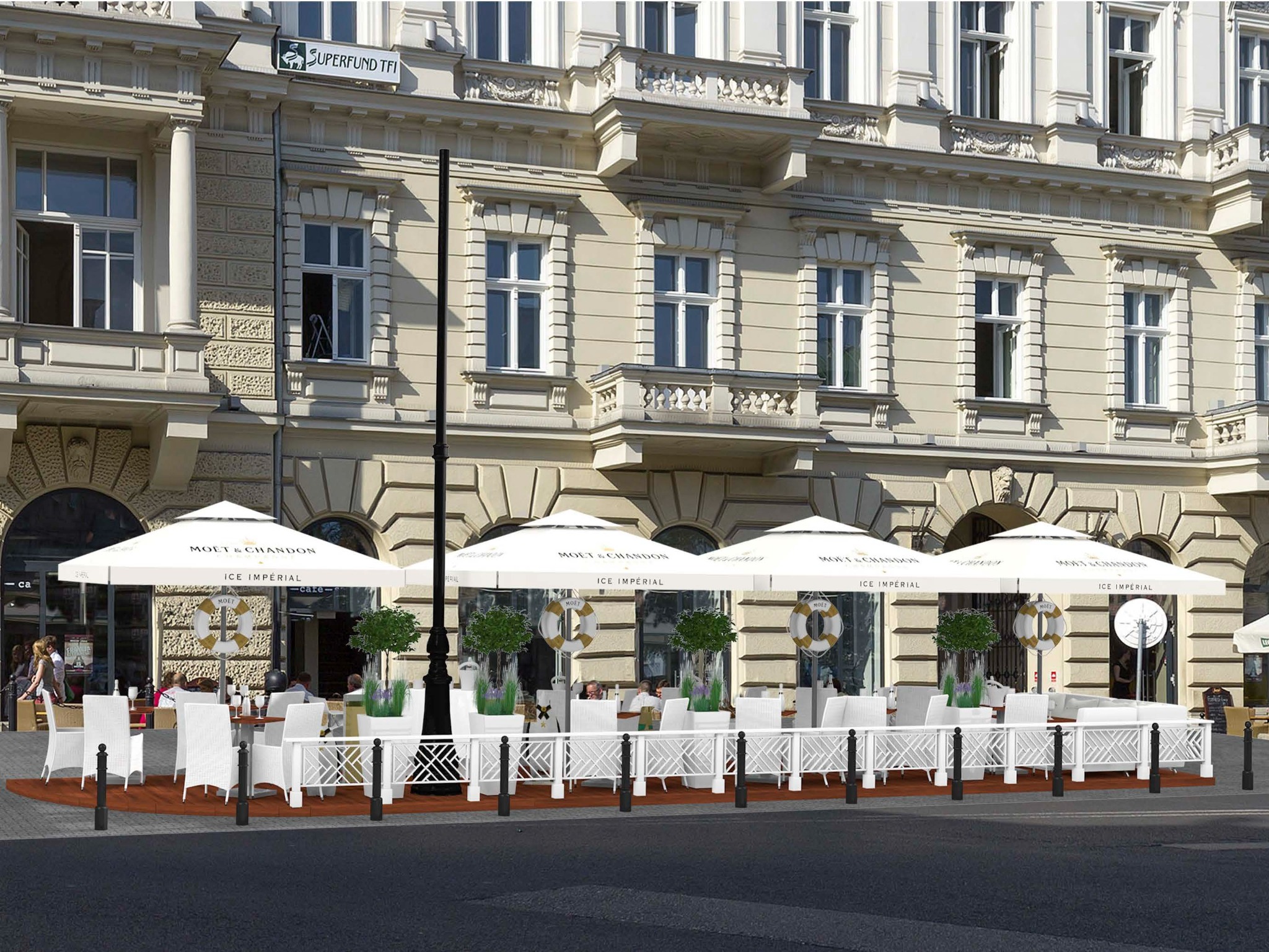 Ogródek Moët & Chandon Warszawa Pl. Trzech Krzyży projekt