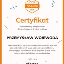Certyfikat Najlepsi Oferteo 2025