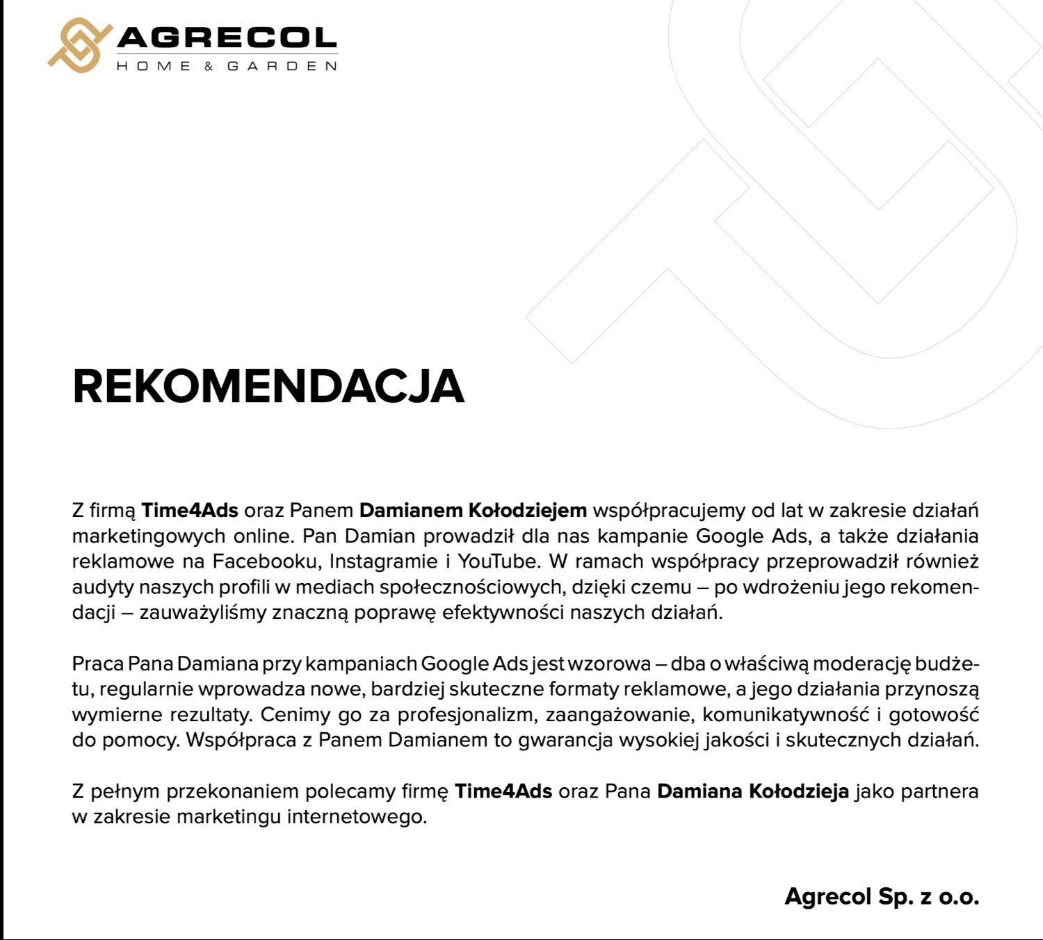 Rekomendacje od firmy Agrecol