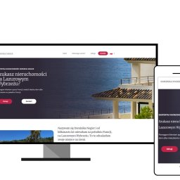 Projekt OnePager dla Dominiki Nogier. Celem projektu było stworzenie nowoczesnej wizytówki usług pośrednictwa w poszukiwaniu nieruchomości w Lazurowym Wybrzeżu.