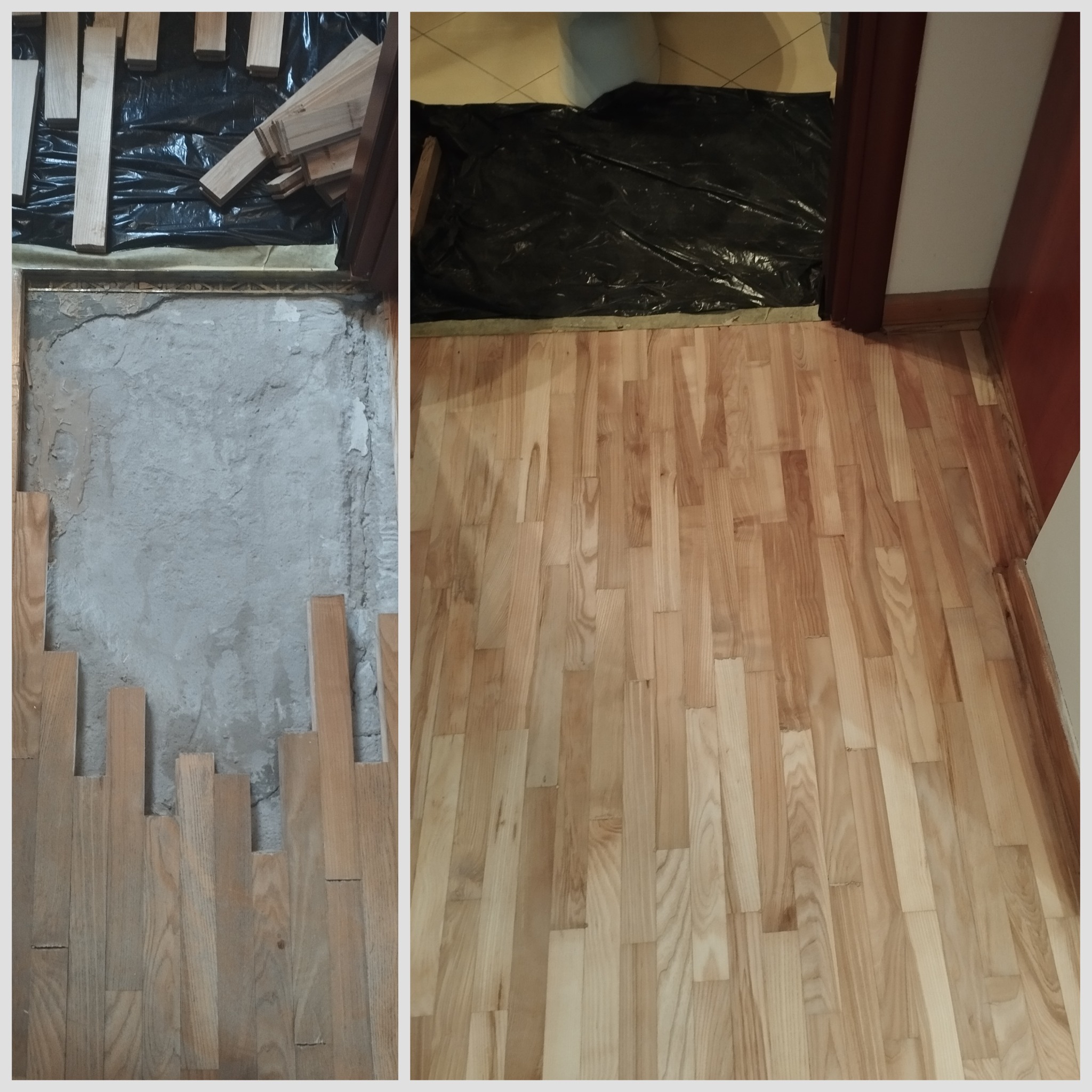 Podłoga jesionowa po zalaniu wymagana była wymiana klepek