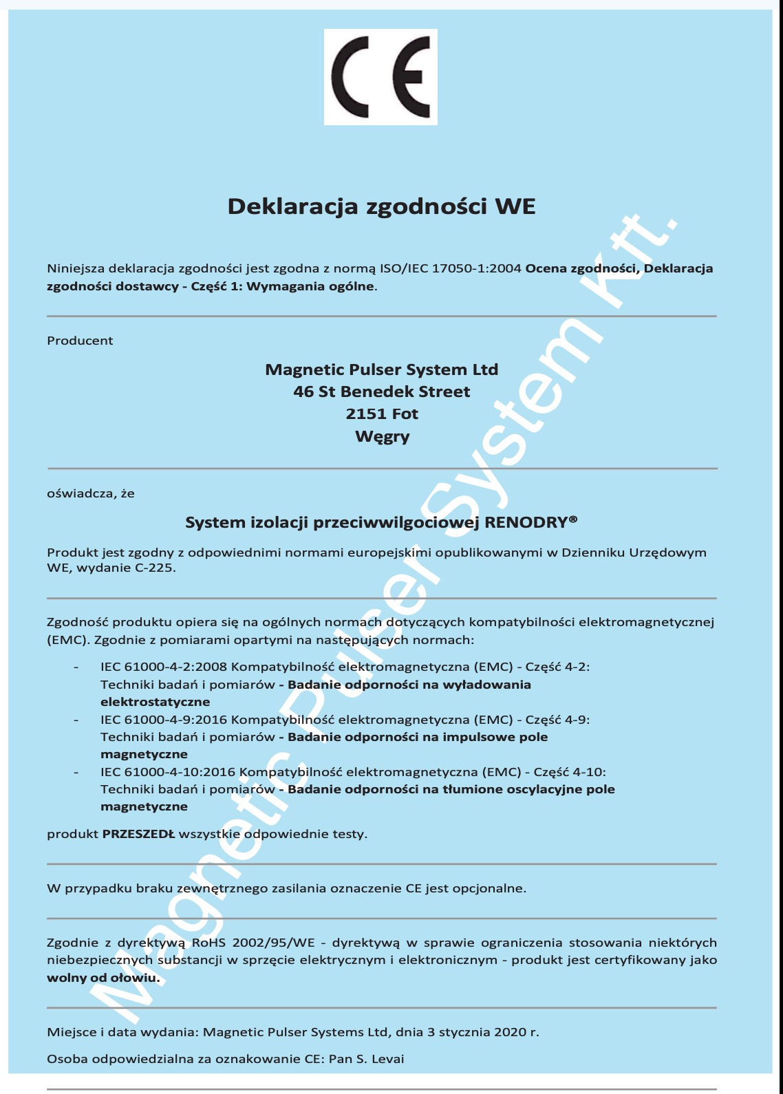 Certyfikat ISO/IEC 17050