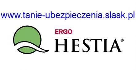 Logo firmy ubezpieczeniowej Ergo Hestia z adresem strony internetowej tanie-ubezpieczenia.slask.pl, prezentowane na białym tle.