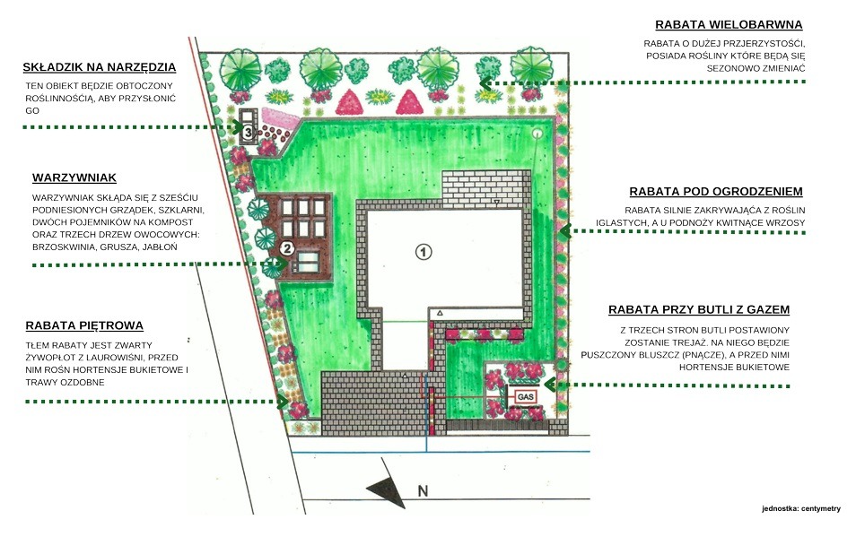 Projekt koncepcyjny ogrodu przydomowego. Trzebnica