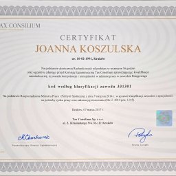 Certyfikat kod zawodu 331301