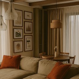 Taupe Interior - Wizualizacja salonu w stylu Farm House