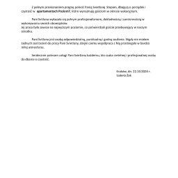 Referencje od Pani Izabeli Żak - apartamenty Poziom 7 Mielno