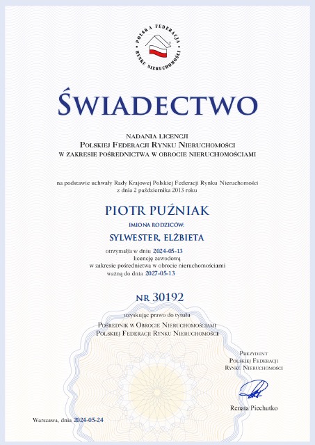 Licencja Posrednika nr. 30192