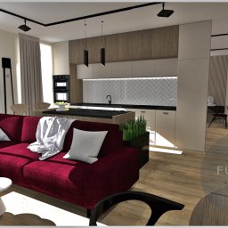 Fusion-projektowanie i aranżacja wnętrz - projekt/ salon z aneksem