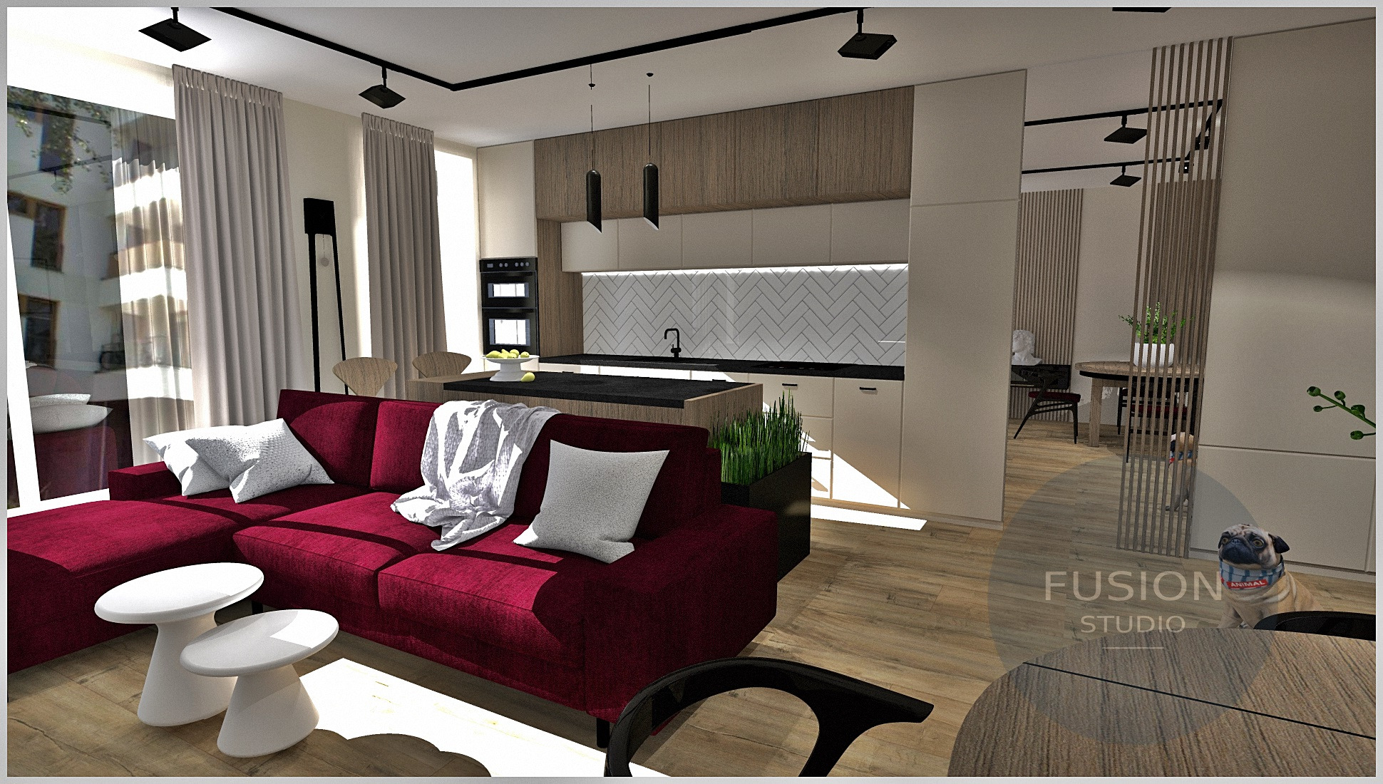 projekt/ salon z aneksem