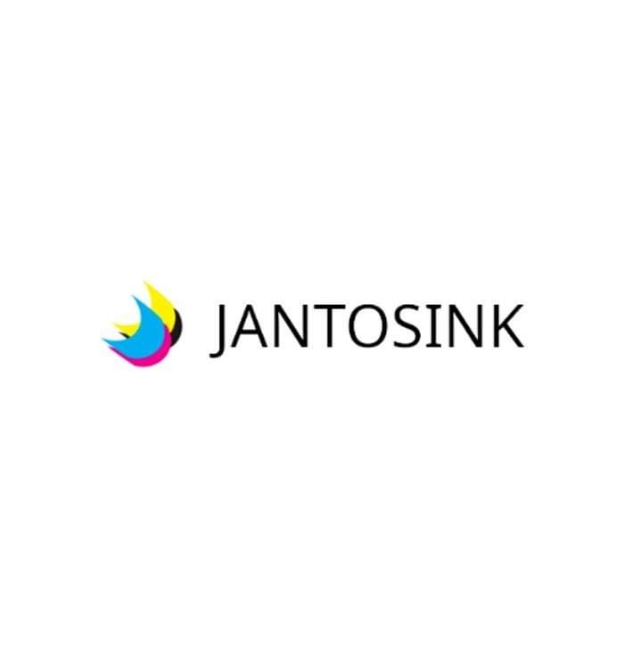 Logo firmy JANTOSINK z abstrakcyjnym symbolem w kolorach CMYK (żółty, cyjan, magenta) po lewej stronie nazwy.