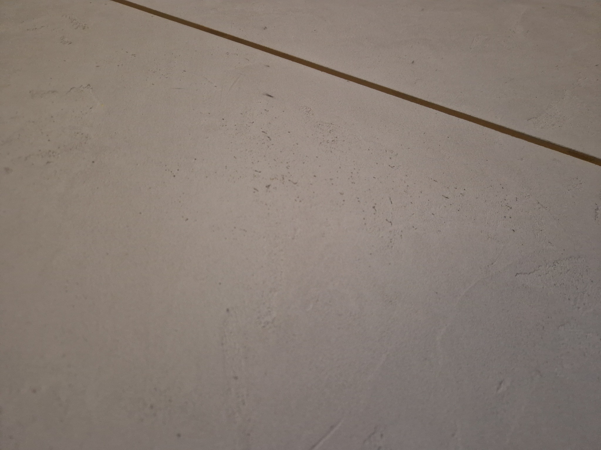 Szara, gładka powierzchnia z delikatną teksturą i widoczną, cienką, brązową linią. Minimalistyczne wykończenie podłogi lub ściany, z bliska, w neutralnym oświetleniu.