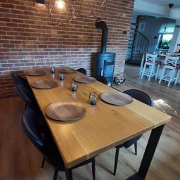 Forti - Stół dębowy 220x90x4 nogi stal malowana proszkowo