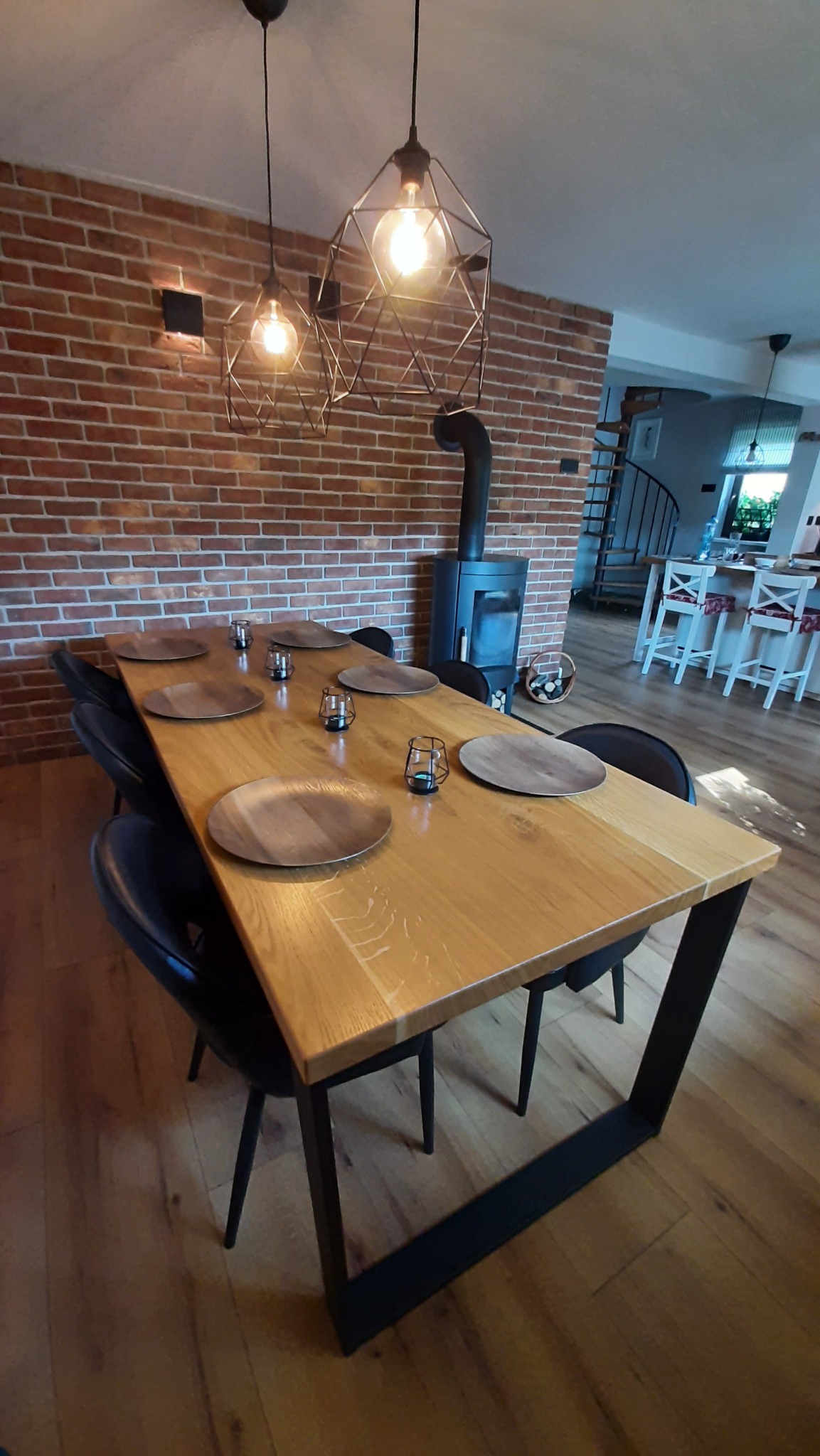 Stół dębowy 220x90x4 nogi stal malowana proszkowo