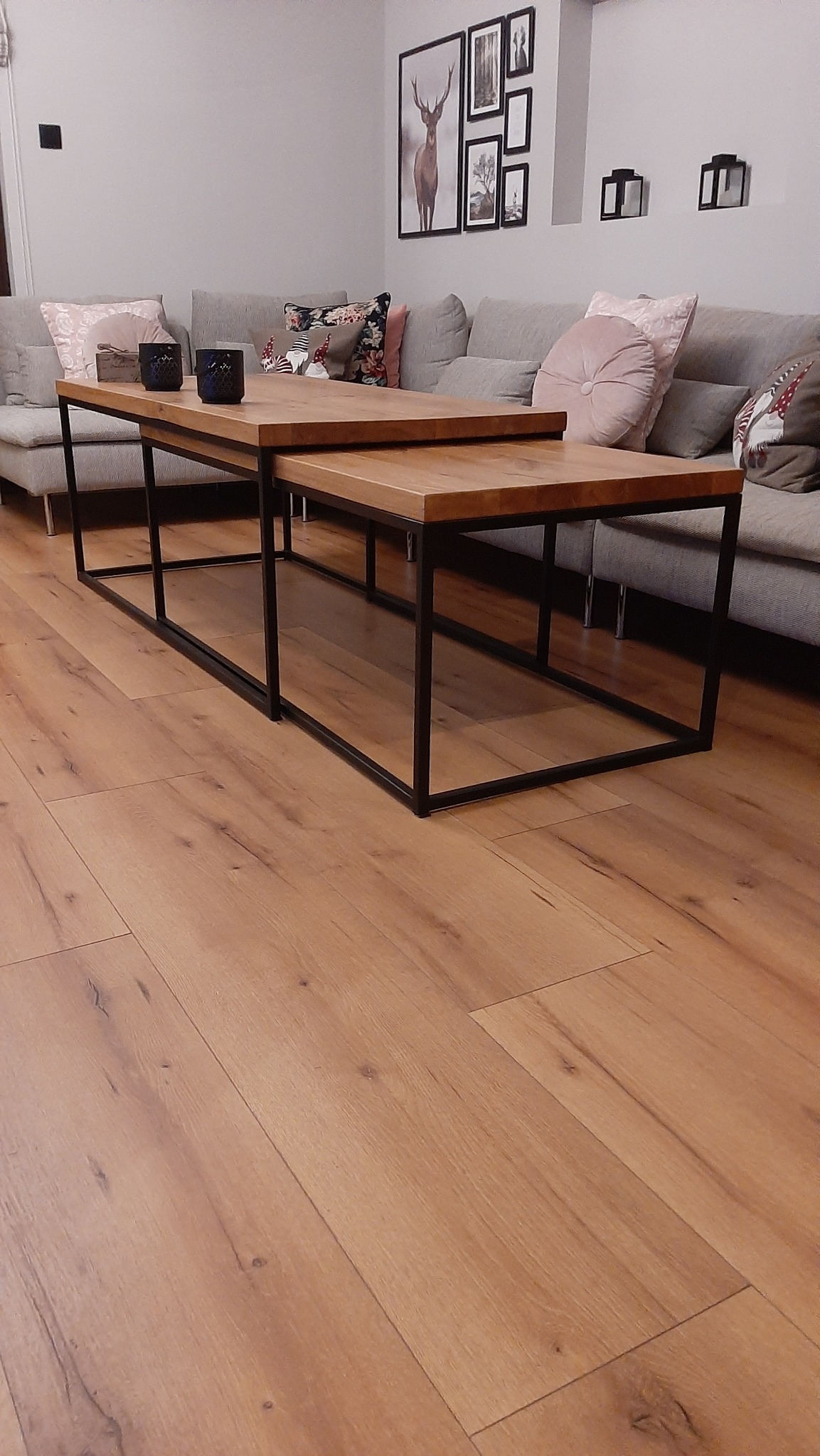 Stolik kawowy loft blaty dąb naturalny