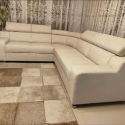 Renowacja narożnika ,zmiana z sypiącej się eko skóry na tkaninę welurową ,na życzenie klientki.