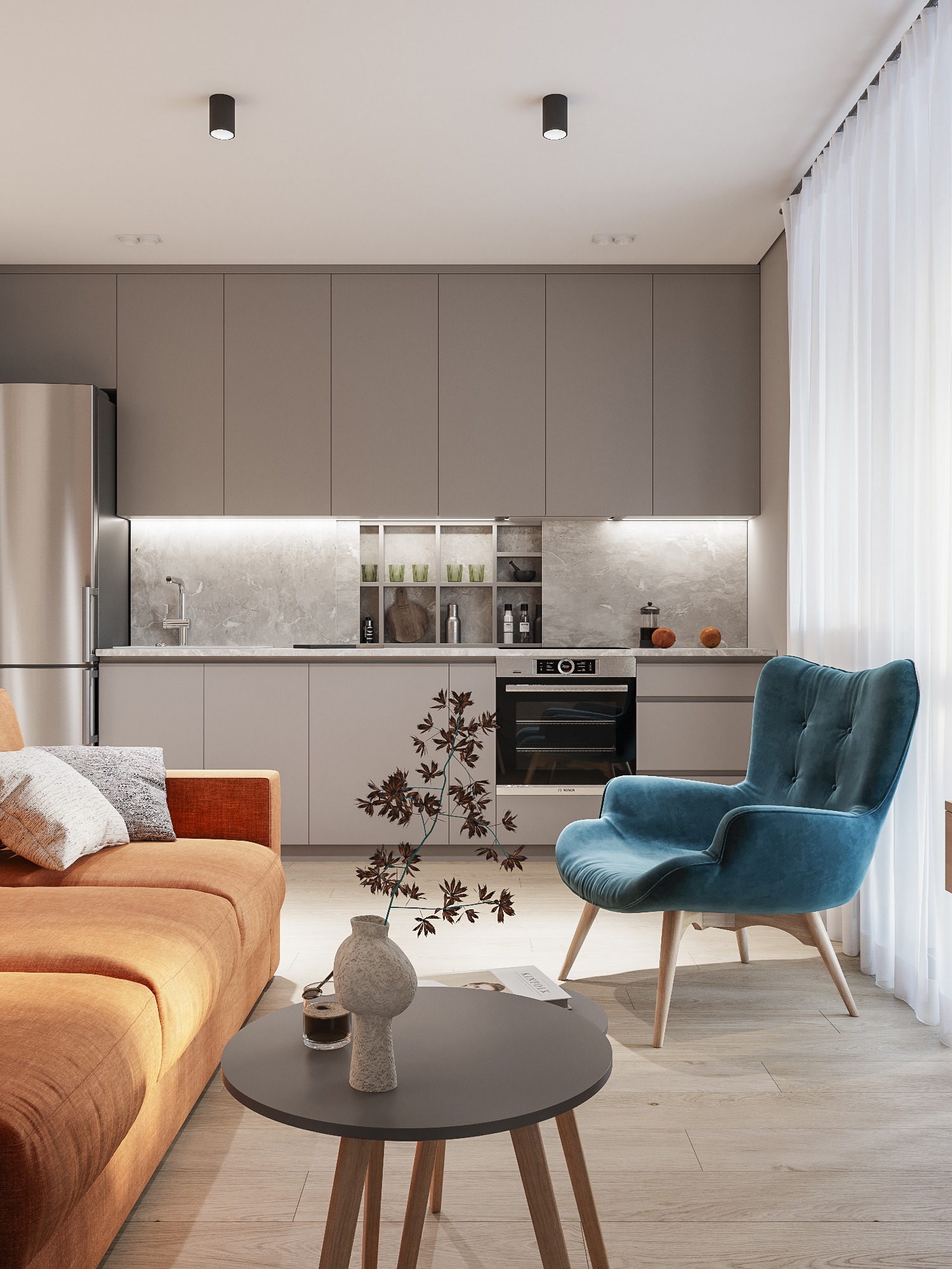 Projekt przytulnego nowoczesnego mieszkania dla rodziny