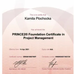Prince2 Foundation Certyfikat