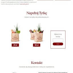 Digital Root - Strona internetowa akcji charytatywnej Tytka Charytatywna, prezentująca logo Caritas, wizerunek dziecka jedzącego chleb, opis akcji, wizualizacje toreb z artykułami spożywczymi oraz formularz...