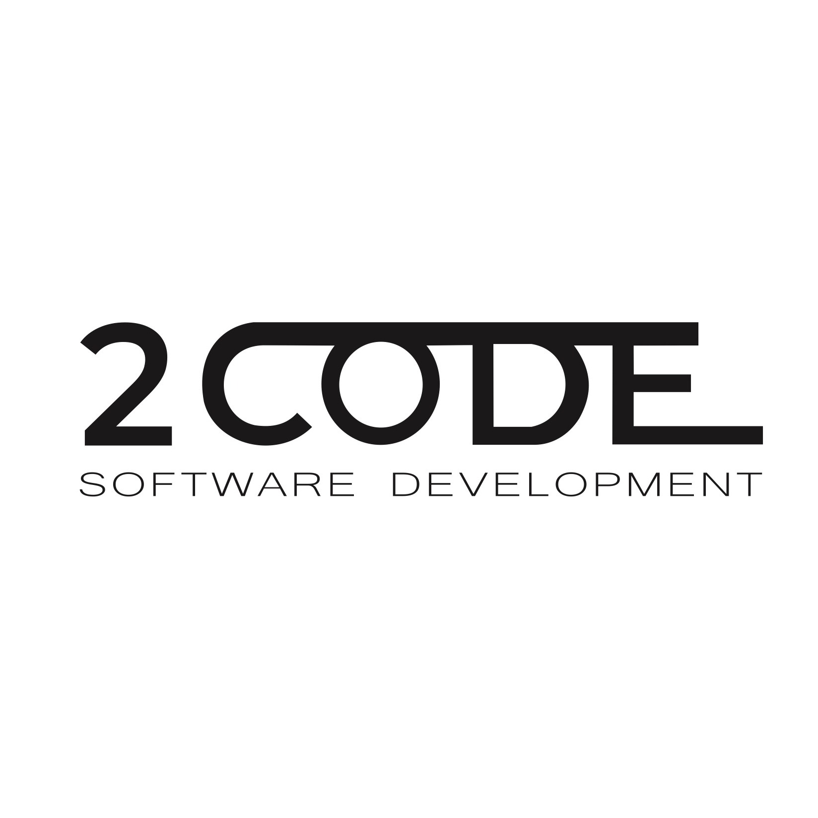 Logo firmy '2 Code' z podtytułem 'Software Development' w czerni na białym tle.