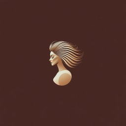 Weronika Nowak - Minimalistyczny portret kobiety z geometryczną fryzurą w odcieniach złota na brązowym tle.