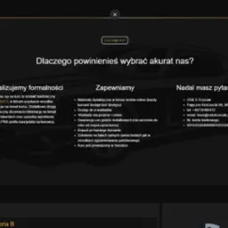 Strona internetowa szkoły nauki jazdy OSK S. Trzeciak z hasłem 'Dlaczego powinieneś wybrać akurat nas?', informacjami o minimalizacji formalności, zapewnieniach, danych kontaktowych i ofercie...