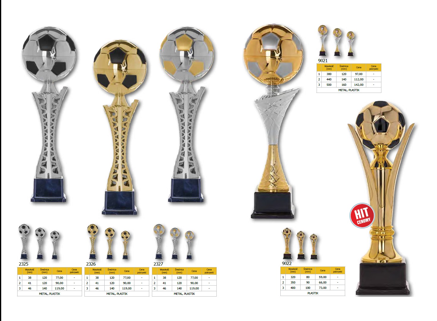 Oferta pucharów na turnieje piłkarskie