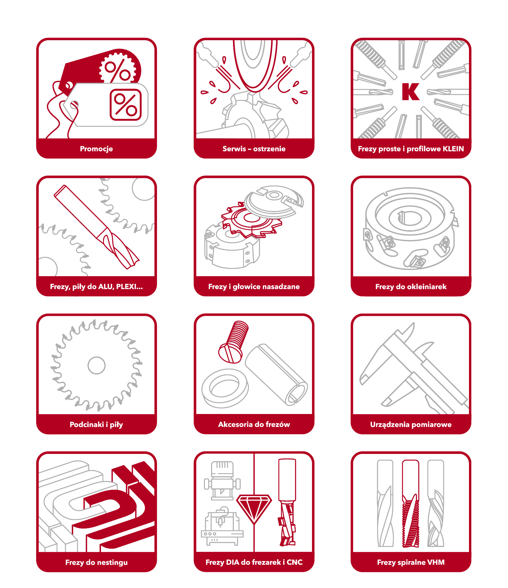 Projekt ikon na stronę główną sklepu z frezami