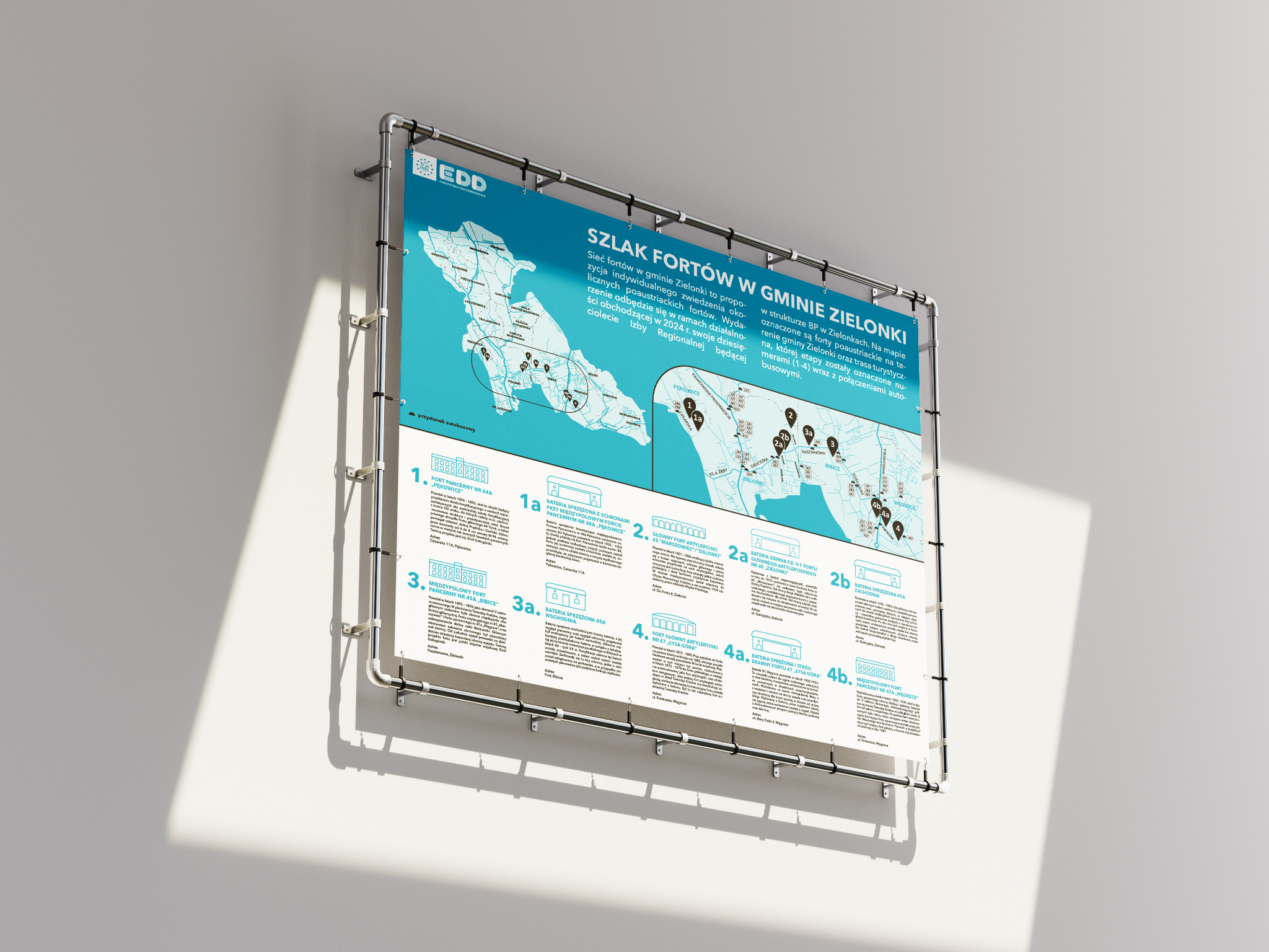 Mapa szlaku fortów w Gminie Zielonki