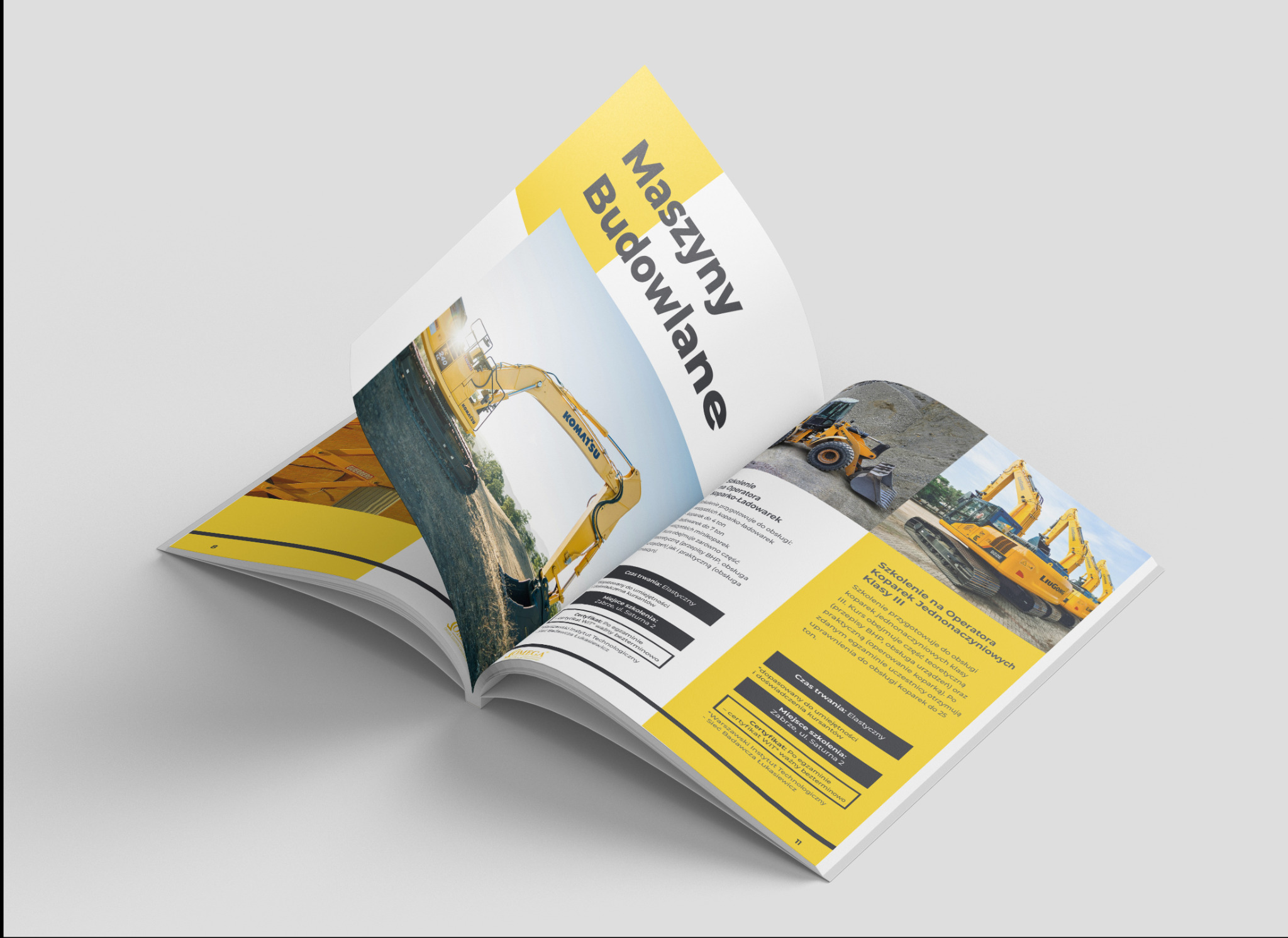 Projekt katalogu dla firmy zajmującej się realizacją kursów obsługi maszyn.