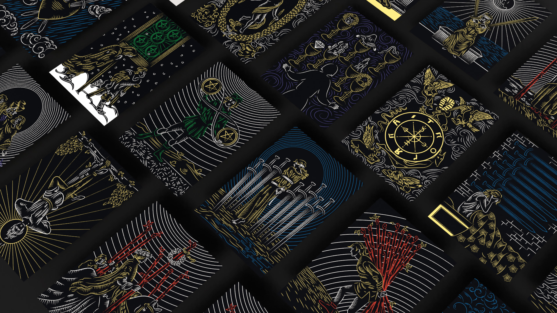 Ilustracje do talii kart tarota. Pliki zostały przygotowane pod hot-stamping.