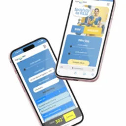Dwa smartfony z aplikacją do zamawiania usług sprzątania 'CzystoMAX', prezentujące formularz wyceny z opcjami wyboru liczby łazienek, pokoi i dodatkowych usług.