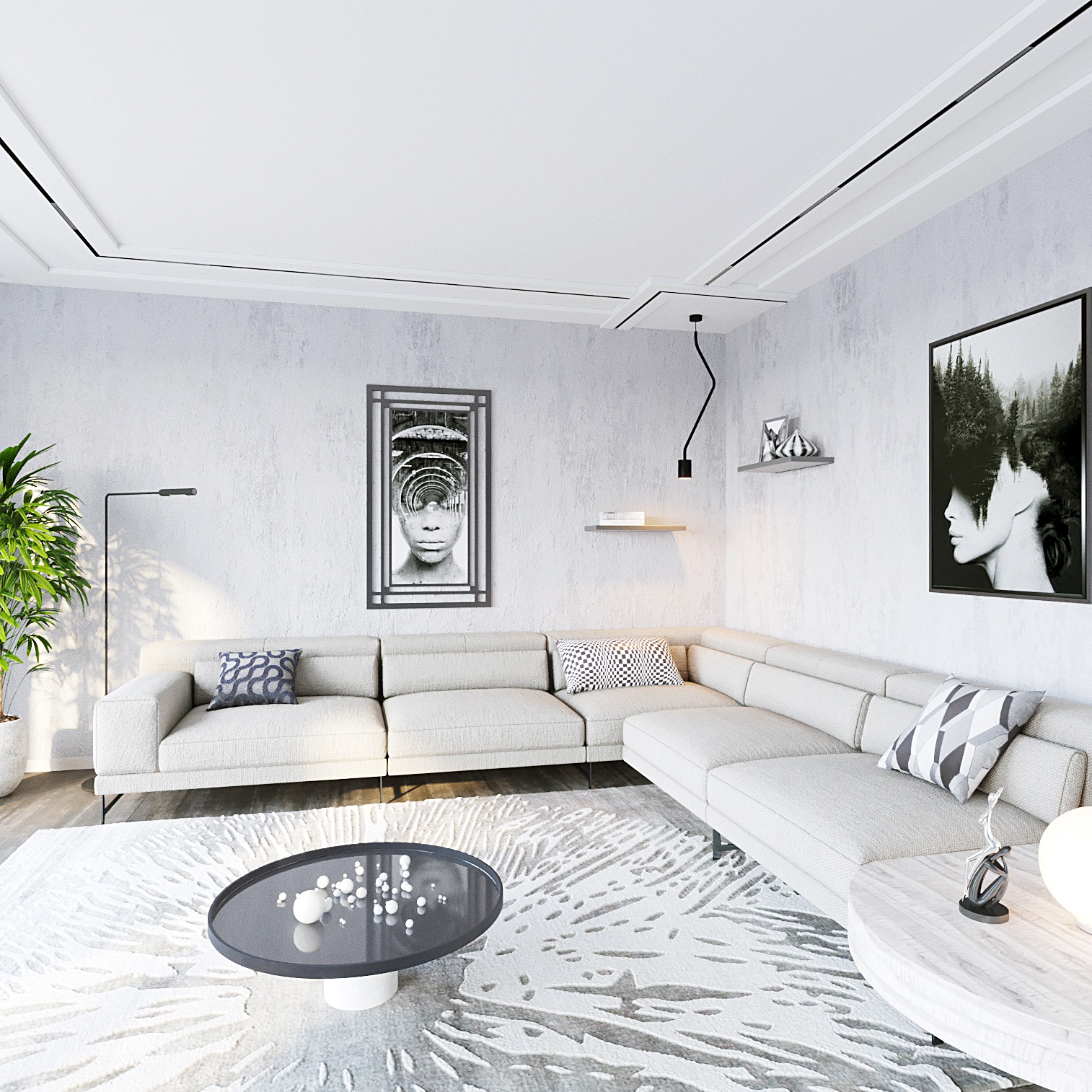 Nowoczesny salon w jednorodzinnym domie 39 m2.