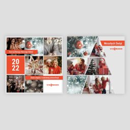 Agencja Interaktywna Digitly - Karta świąteczna z kolażem zdjęć przedstawiających celebrację świąt i Nowego Roku, z życzeniami 'Szczęśliwego Nowego Roku!' i 'Wesołych Świąt', oraz logo firmy Viessmann.