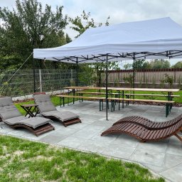 Leżak leżaki ogrodowy drewniany składany z drewna olcha 2 sztuki + stolik