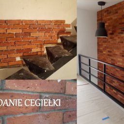 Med-sport - Układanie cegiełki ciętej ze starych cegieł oraz nowych gipspowych i z glazury.