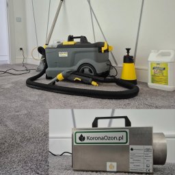 PURO Częstochowa - Profesjonalny odkurzacz piorący Kärcher i ozonator KoronaOzon.pl na dywanie w Częstochowie, gotowe do prania i dezynfekcji. Sprzęt do czyszczenia.