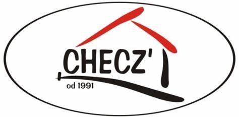 Logo firmy 'CHECZ'' z czerwonym zarysem dachu i napisem 'od 1991' w czarnej elipsie.